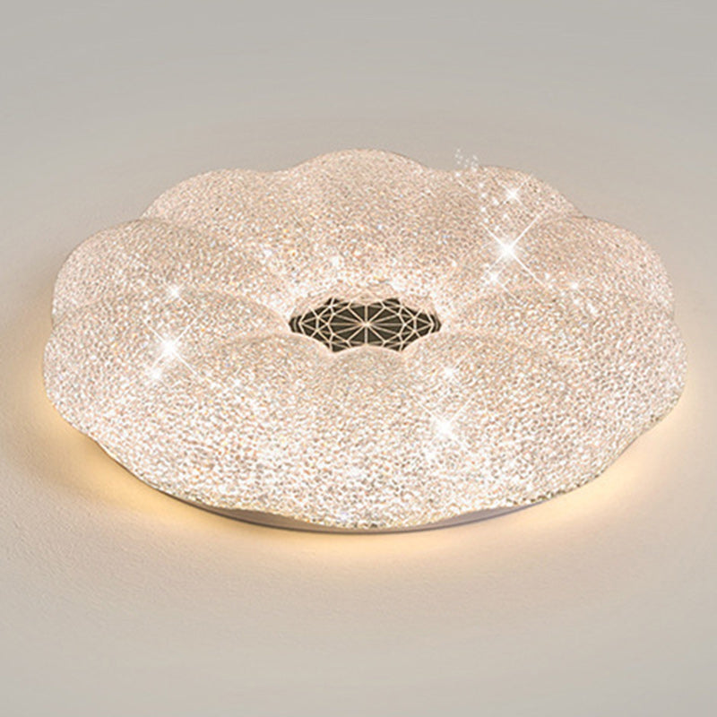 Modern Luxury Round Iron Crystal LED Flush Mount Ceiling Light for Bedroom
