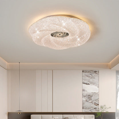 Modern Luxury Round Iron Crystal LED Flush Mount Ceiling Light for Bedroom