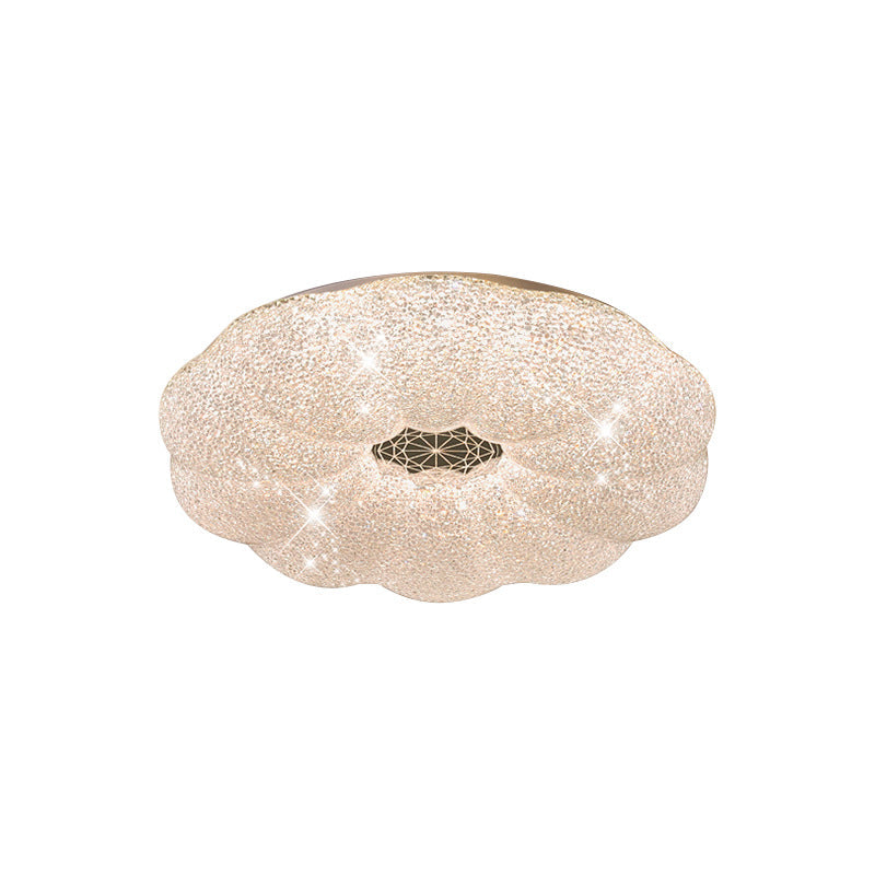 Modern Luxury Round Iron Crystal LED Flush Mount Ceiling Light for Bedroom