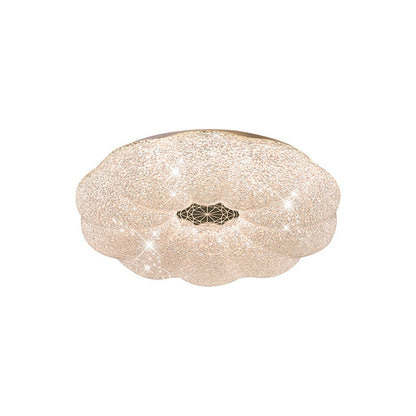 Modern Luxury Round Iron Crystal LED Flush Mount Ceiling Light for Bedroom