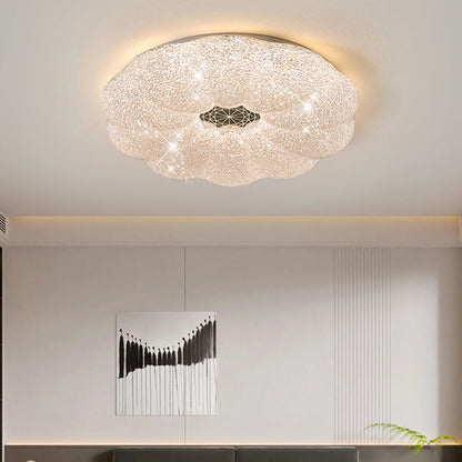 Modern Luxury Round Iron Crystal LED Flush Mount Ceiling Light for Bedroom