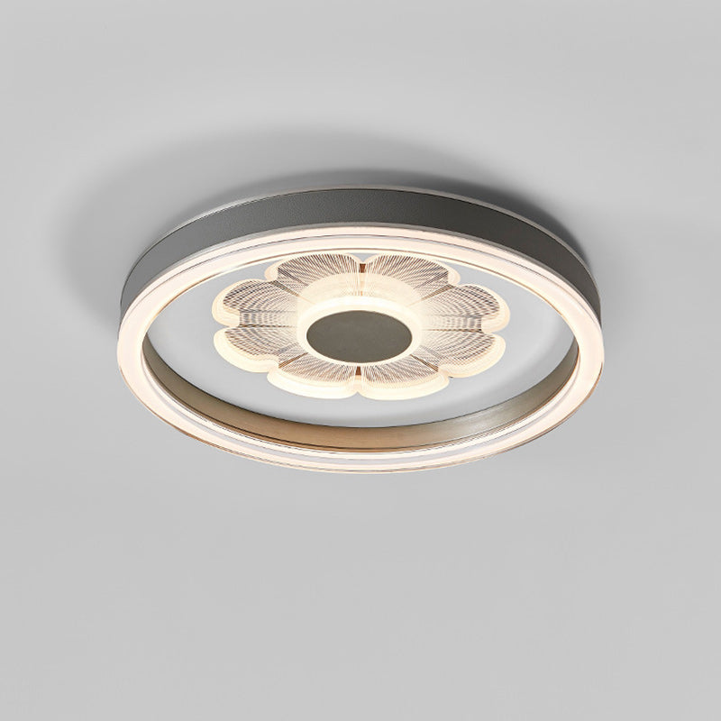 Modern Simplicity Round Iron Aluminum Acrylic Leather LED Flush Mount Ceiling Light For Bedroom