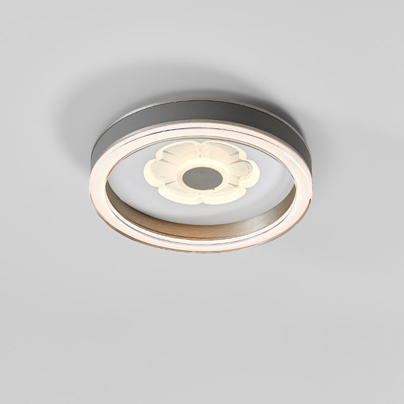 Modern Simplicity Round Iron Aluminum Acrylic Leather LED Flush Mount Ceiling Light For Bedroom