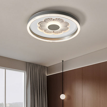 Modern Simplicity Round Iron Aluminum Acrylic Leather LED Flush Mount Ceiling Light For Bedroom
