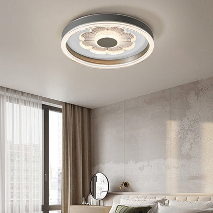 Modern Simplicity Round Iron Aluminum Acrylic Leather LED Flush Mount Ceiling Light For Bedroom