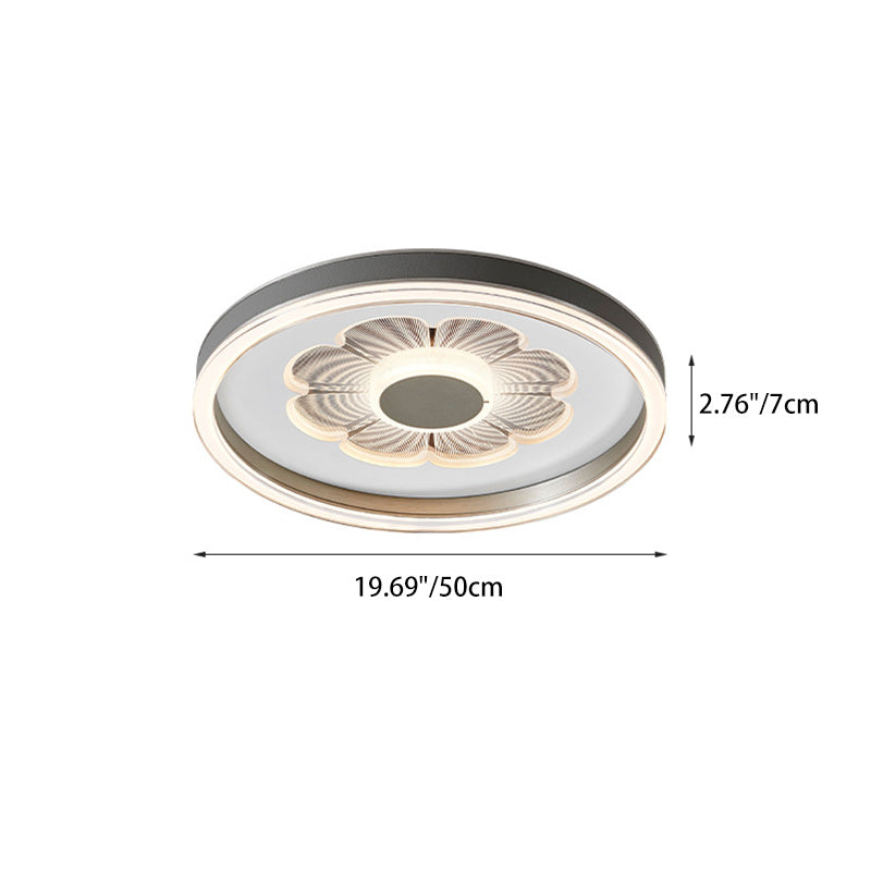 Modern Simplicity Round Iron Aluminum Acrylic Leather LED Flush Mount Ceiling Light For Bedroom