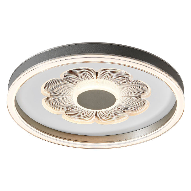 Modern Simplicity Round Iron Aluminum Acrylic Leather LED Flush Mount Ceiling Light For Bedroom