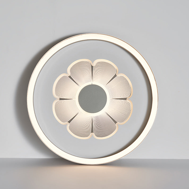 Modern Simplicity Round Iron Aluminum Acrylic Leather LED Flush Mount Ceiling Light For Bedroom
