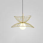 Contemporary Creative Straw Hat Iron 1-Light Pendant Light For Living Room