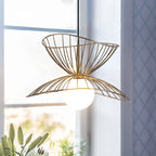Contemporary Creative Straw Hat Iron 1-Light Pendant Light For Living Room