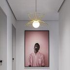 Contemporary Creative Straw Hat Iron 1-Light Pendant Light For Living Room