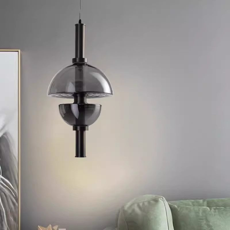 Modern Luxury Dome Metal Glass LED Pendant Light For Living Room