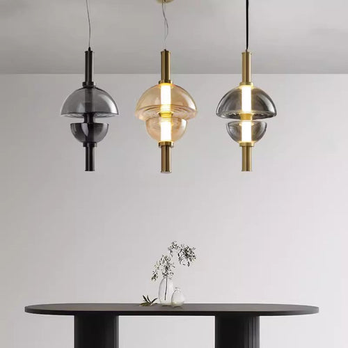 Modern Luxury Dome Metal Glass LED Pendant Light For Living Room