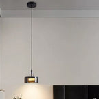 Contemporary Scandinavian Cylinder Glass Iron LED Pendant Light For Bedroom