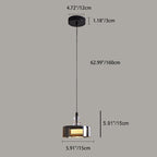 Contemporary Scandinavian Cylinder Glass Iron LED Pendant Light For Bedroom