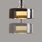 Contemporary Scandinavian Cylinder Glass Iron LED Pendant Light For Bedroom