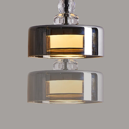 Contemporary Scandinavian Cylinder Glass Iron LED Pendant Light For Bedroom