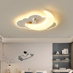 Contemporary Creative Kids Moon Iron Acrylic LED Flush Mount Ceiling Light for Bedroom