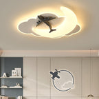 Contemporary Creative Kids Moon Iron Acrylic LED Flush Mount Ceiling Light for Bedroom