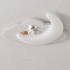 Contemporary Creative Kids Moon Iron Acrylic LED Flush Mount Ceiling Light for Bedroom