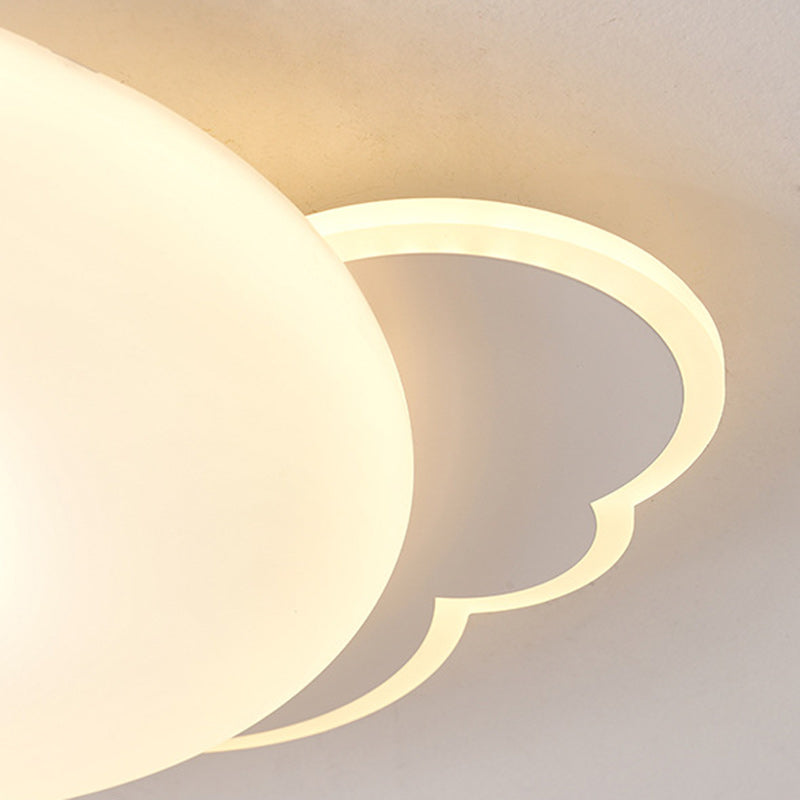Contemporary Creative Kids Moon Iron Acrylic LED Flush Mount Ceiling Light for Bedroom