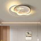 Modern Luxury Moon Circular Iron Acrylic LED Flush Mount Ceiling Light For Bedroom