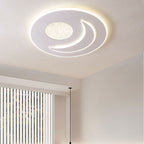 Modern Minimalist Moon Round Iron Acrylic LED Flush Mount Ceiling Light For Bedroom