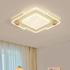 Modern Eclectic Square Iron Acrylic LED Flush Mount Ceiling Light For Bedroom