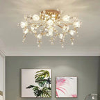 Modern Eclectic Bouquet Iron Glass 7/13/16/19 Light Semi-Flush Mount Ceiling For Living Room