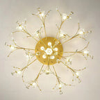 Modern Eclectic Bouquet Iron Glass 7/13/16/19 Light Semi-Flush Mount Ceiling For Living Room