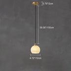 Traditional Chinese Ball Copper Jade 1-Light Pendant Light For Living Room