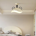 Contemporary Creative Kids Bear Iron PE LED Semi-Flush Mount Ceiling Light For Bedroom