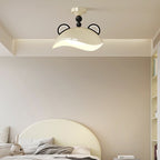 Contemporary Creative Kids Bear Iron PE LED Semi-Flush Mount Ceiling Light For Bedroom