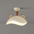 Contemporary Creative Kids Bear Iron PE LED Semi-Flush Mount Ceiling Light For Bedroom