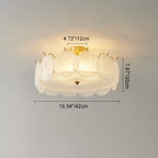 Traditional Luxury Round Copper Glass 4/5 Light Semi-Flush Mount Ceiling Light For Bedroom