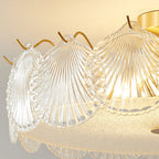 Traditional Luxury Round Copper Glass 4/5 Light Semi-Flush Mount Ceiling Light For Bedroom