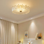 Traditional Luxury Round Copper Glass 4/5 Light Semi-Flush Mount Ceiling Light For Bedroom