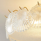 Traditional Luxury Round Copper Glass 4/5 Light Semi-Flush Mount Ceiling Light For Bedroom