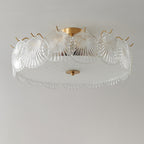 Traditional Luxury Round Copper Glass 4/5 Light Semi-Flush Mount Ceiling Light For Bedroom