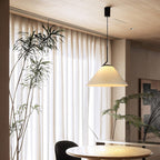 Contemporary Scandinavian Cone Metal Fabric 1-Light Pendant Light For Living Room