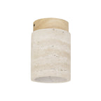 Traditional Japanese Cylinder Solid Wood Yellow Travertine 1-light Semi-flush Mount Ceiling Light for Hallway