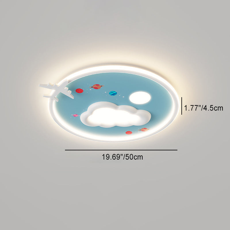Modern Eclectic Kids Cartoon Airplane Iron Aluminum LED Flush Mount Ceiling Light for Bedroom