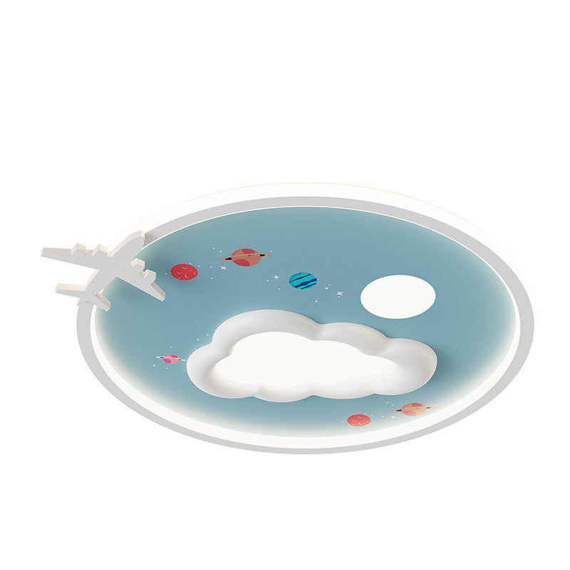 Modern Eclectic Kids Cartoon Airplane Iron Aluminum LED Flush Mount Ceiling Light for Bedroom