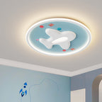 Modern Eclectic Kids Cartoon Airplane Iron Aluminum LED Flush Mount Ceiling Light for Bedroom
