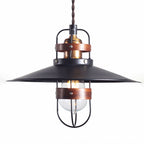 Traditional Japanese Cone Iron Solid Wood 1-Light Pendant Light For Bedroom
