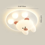 Contemporary Creative Kids Cartoon Bear Iron Acrylic LED Flush Mount Ceiling Light For Bedroom