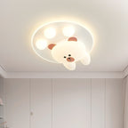Contemporary Creative Kids Cartoon Bear Iron Acrylic LED Flush Mount Ceiling Light For Bedroom