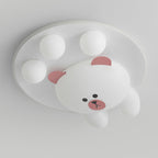 Contemporary Creative Kids Cartoon Bear Iron Acrylic LED Flush Mount Ceiling Light For Bedroom
