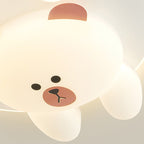 Contemporary Creative Kids Cartoon Bear Iron Acrylic LED Flush Mount Ceiling Light For Bedroom