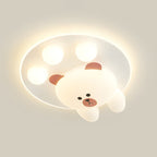 Contemporary Creative Kids Cartoon Bear Iron Acrylic LED Flush Mount Ceiling Light For Bedroom